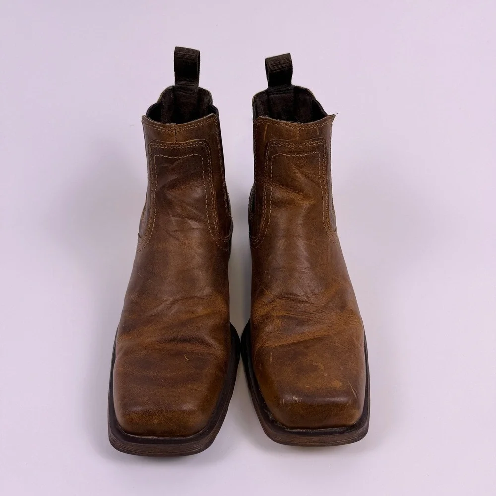 Ariat Midtown Rambler Leather Chelsea Boots Mens 10D Square Toe Barn Brown